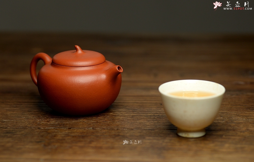 紫砂壶图片：朱泥 娇艳迷人 全手朱泥茄段 实用 - 美壶网