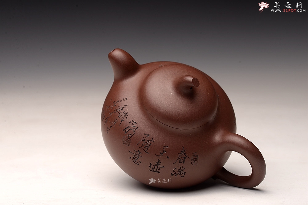 紫砂壶图片：张云熙之作 富有逸趣 传统器形 饱满可人 童子接福 茄瓜 - 美壶网