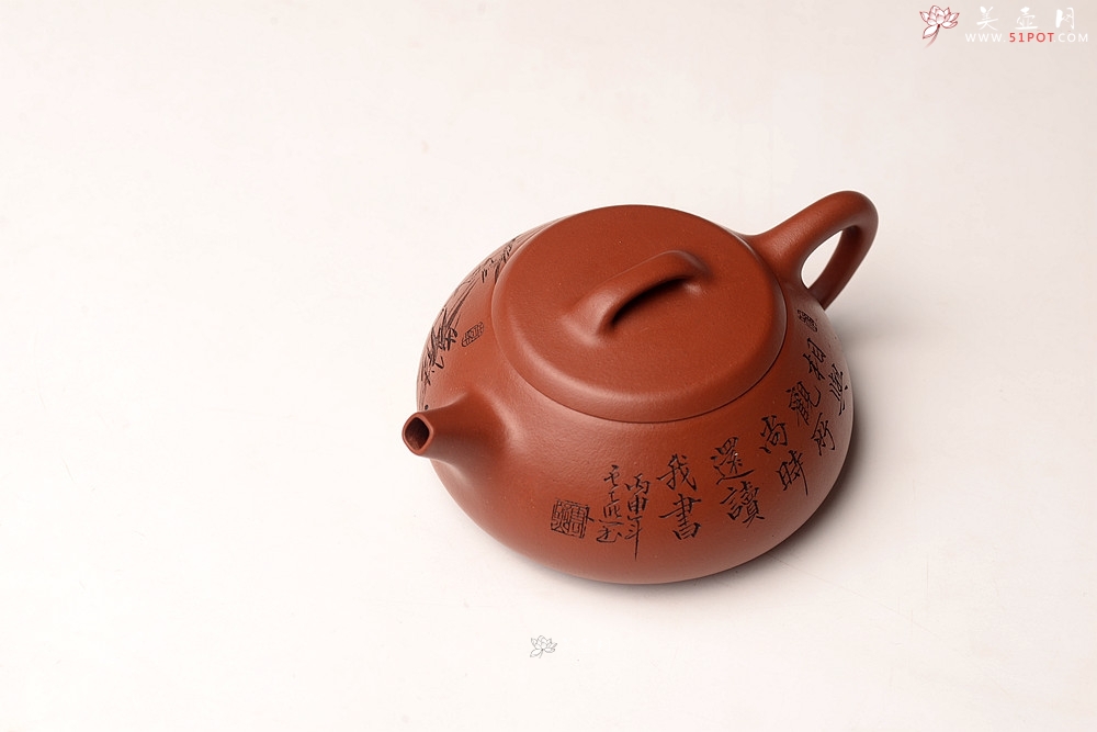 紫砂壶图片：张云熙丙申夏全手 雅致耐品 杀茶利器 新味朱泥石瓢 装饰文气 - 美壶网