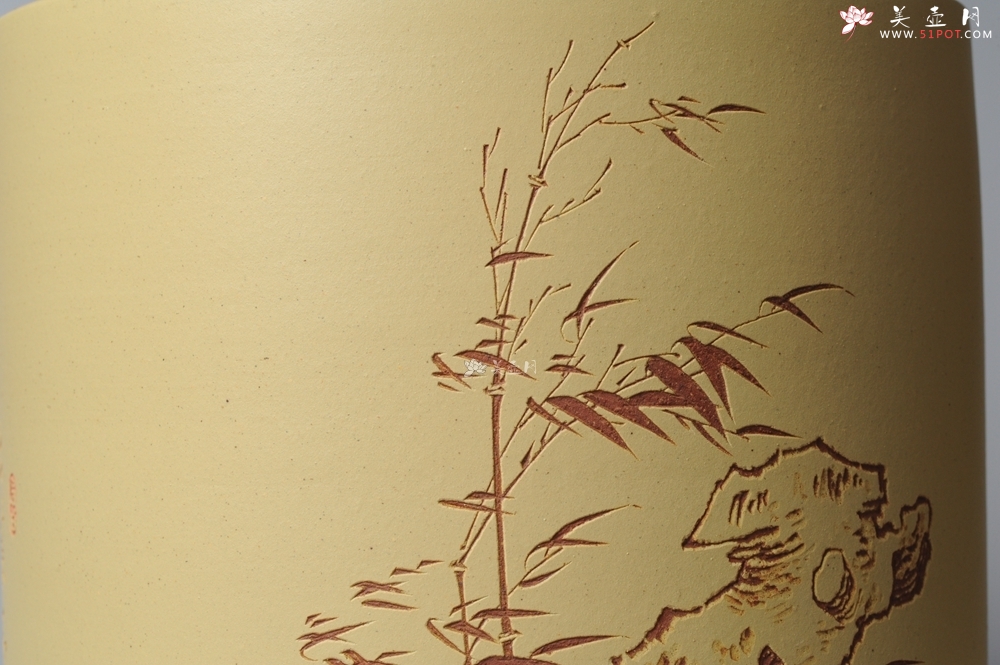 紫砂壶图片：素雅 文气 有兰有竹 笔筒 功力精湛 - 美壶网