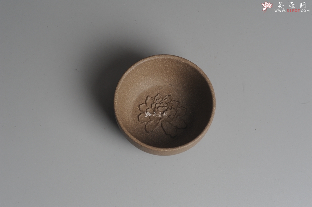 紫砂壶图片：段泥牡丹品茗杯 不包邮 - 美壶网