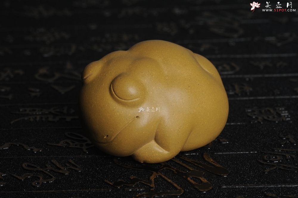 紫砂壶图片：美宠特惠 油润黄金段萌萌蛤蟆茶宠 做工精致 长6.5cm宽5.5cm高4cm - 美壶网