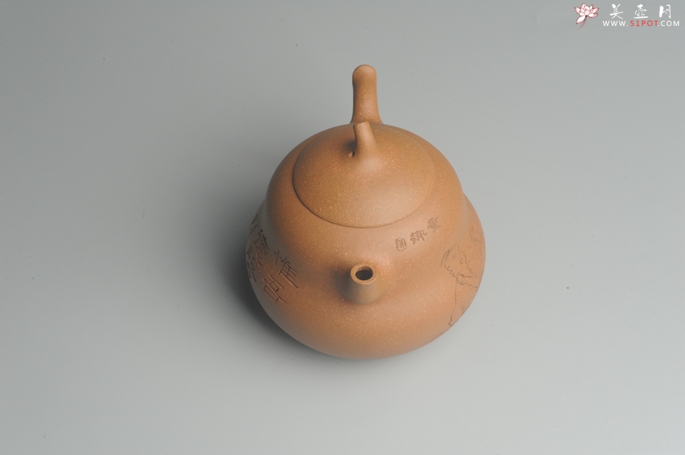 紫砂壶图片：美壶特惠 特好降坡泥精工葫芦娃壶(福禄) 童趣满满 灰常文气 - 美壶网