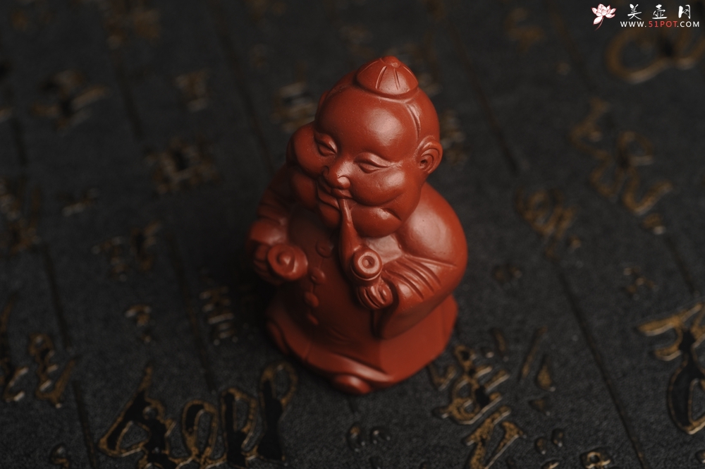 紫砂壶图片：美宠特惠 精致大红袍朱泥大财主紫砂茶宠 发发发 高6.8cm - 美壶网