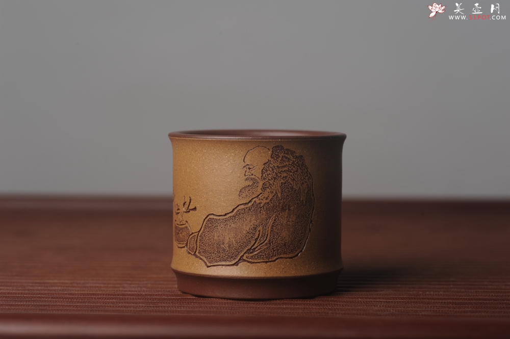 紫砂壶图片：美杯国庆特惠 好泥好工好刻雅致特厚实达摩主人杯 茶人醉爱 - 美壶网