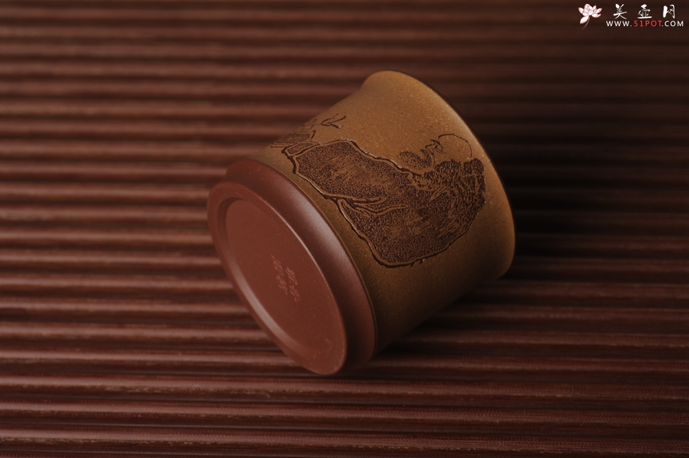 紫砂壶图片：美杯国庆特惠 好泥好工好刻雅致特厚实达摩主人杯 茶人醉爱 - 美壶网