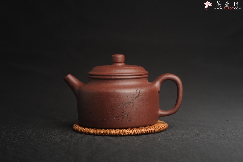 紫砂壶图片：,美壶特惠 紫泥精致枯枝鸟德中壶 矿物质丰富 茶人醉爱 - 美壶网