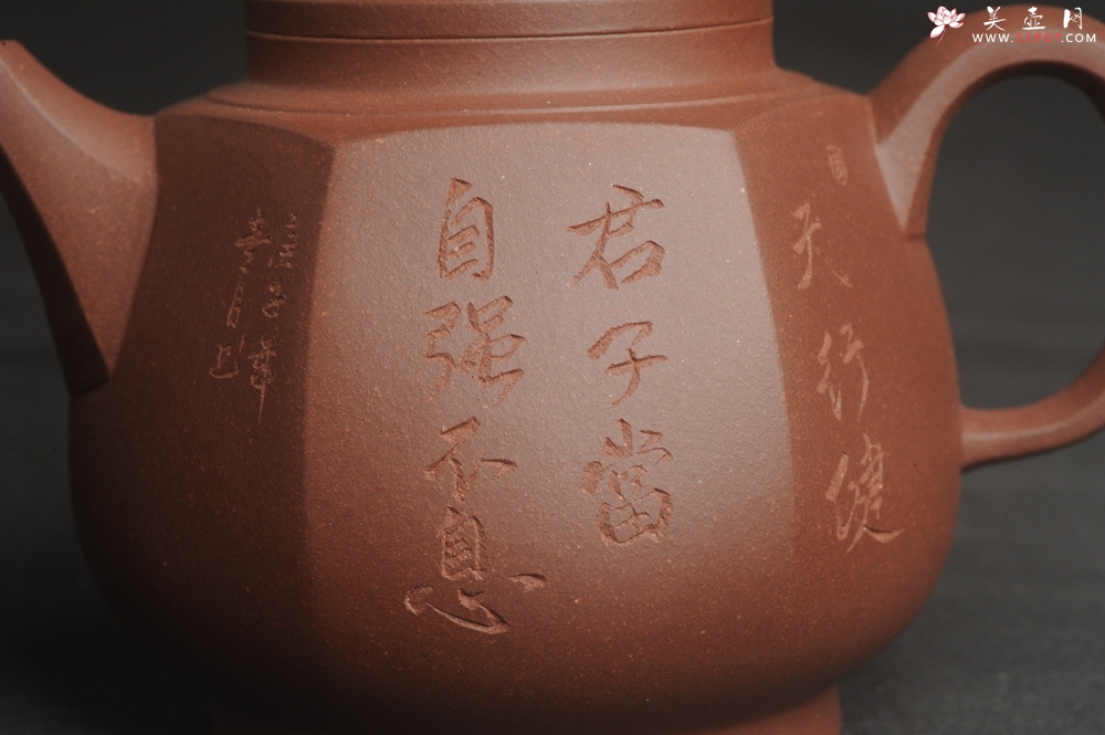 紫砂壶图片：美壶特惠 紫泥精工六方华樽壶 - 美壶网