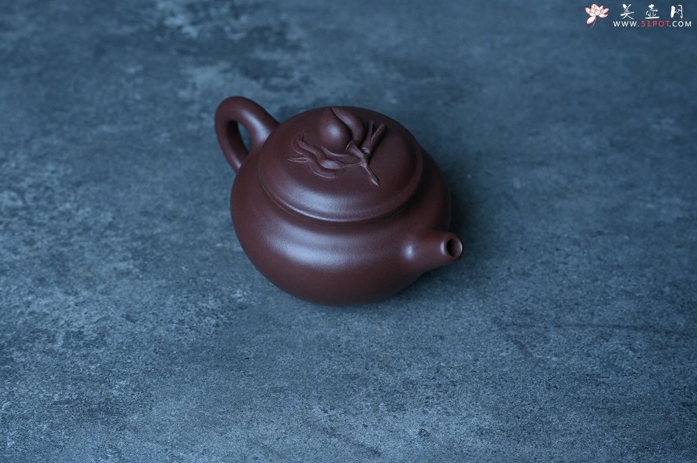 紫砂壶图片：特好老紫泥全手工寿桃壶 茶人醉爱 - 美壶网