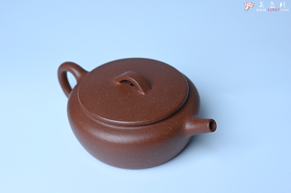紫砂壶图片：美壶特惠 红降坡泥大口玉扁壶 茶人醉爱 - 美壶网
