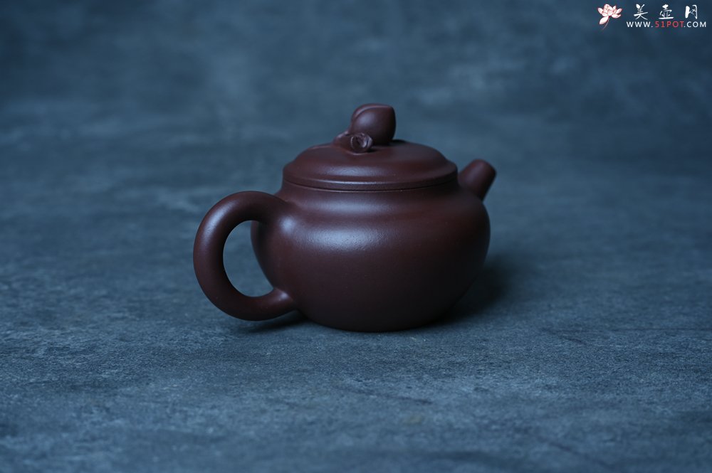 紫砂壶图片：特好老紫泥全手工寿桃壶 茶人醉爱 - 美壶网