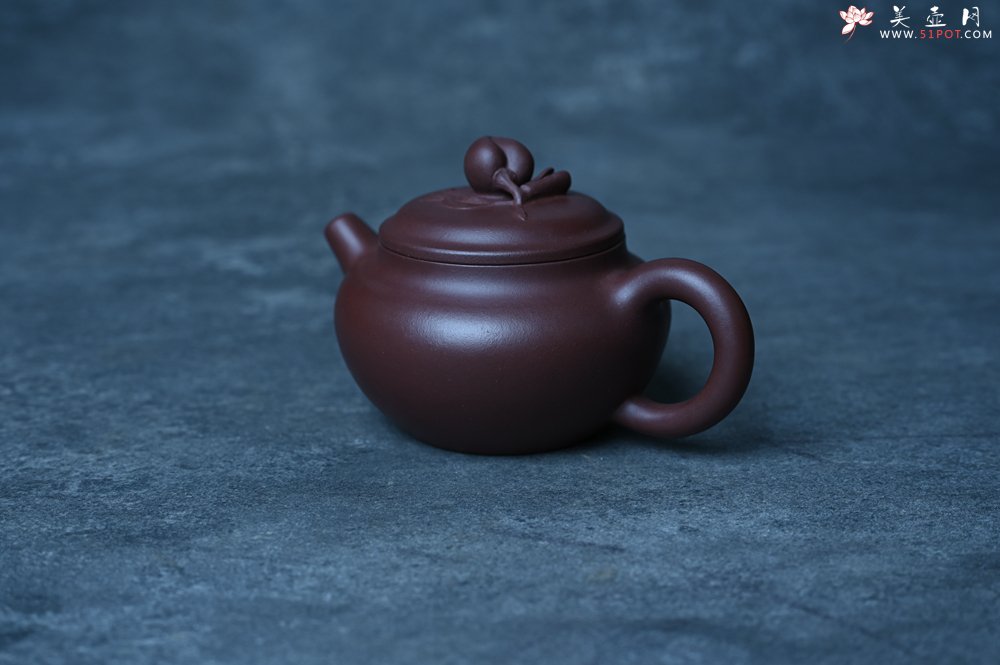 紫砂壶图片：特好老紫泥全手工寿桃壶 茶人醉爱 - 美壶网