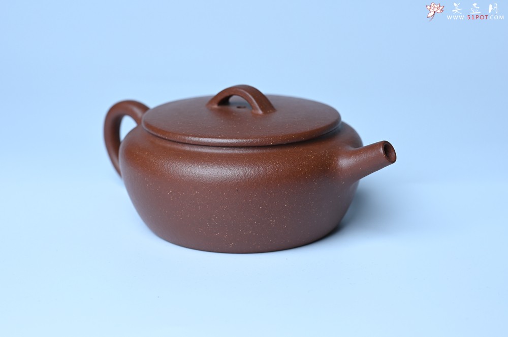 紫砂壶图片：美壶特惠 红降坡泥大口玉扁壶 茶人醉爱 - 美壶网