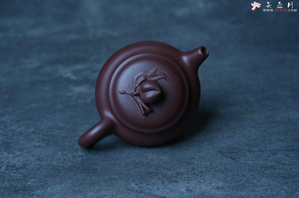 紫砂壶图片：特好老紫泥全手工寿桃壶 茶人醉爱 - 美壶网