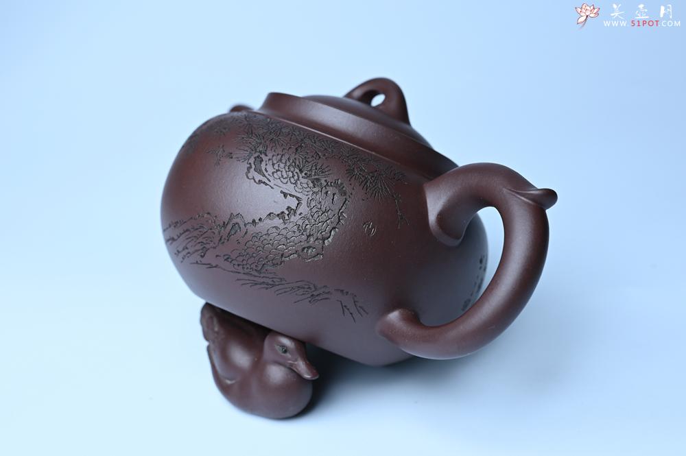 紫砂壶图片：特油润底曹青 全手工大蕴存心壶 卡盖难度大 明月松间照 清泉石 期待与亲结缘 - 美壶网