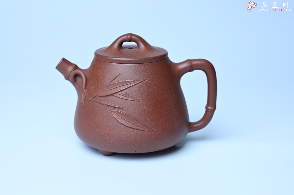 紫砂壶图片：美壶特惠 紫泥竹叶高石瓢壶 茶人醉爱 - 美壶网