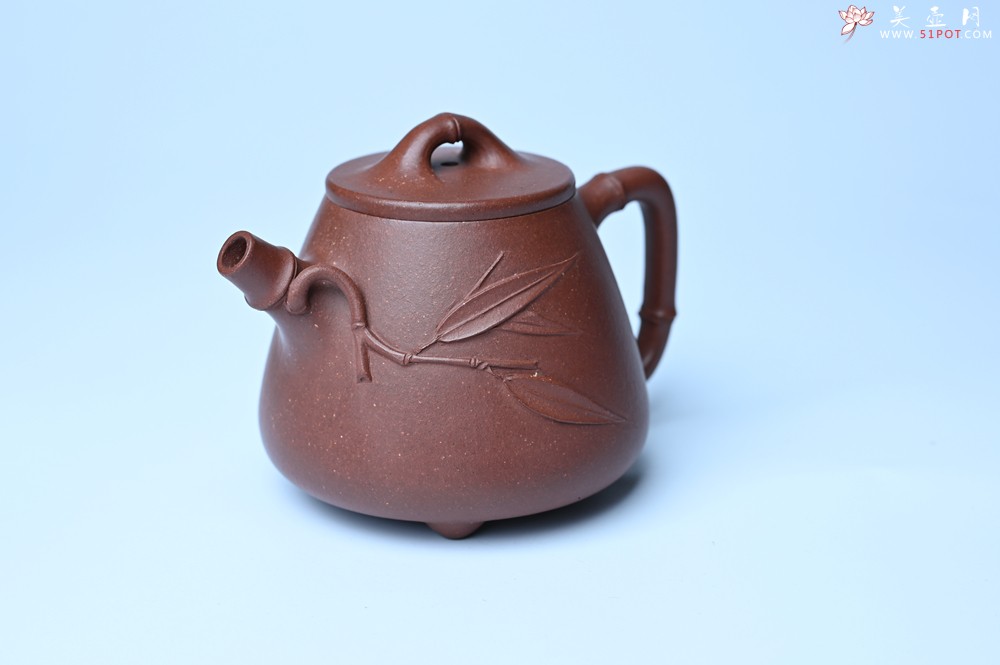 紫砂壶图片：美壶特惠 紫泥竹叶高石瓢壶 茶人醉爱 - 美壶网