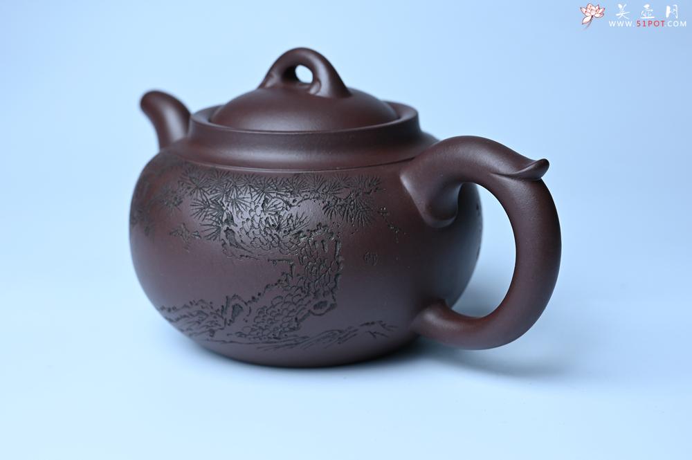 紫砂壶图片：特油润底曹青 全手工大蕴存心壶 卡盖难度大 明月松间照 清泉石 期待与亲结缘 - 美壶网