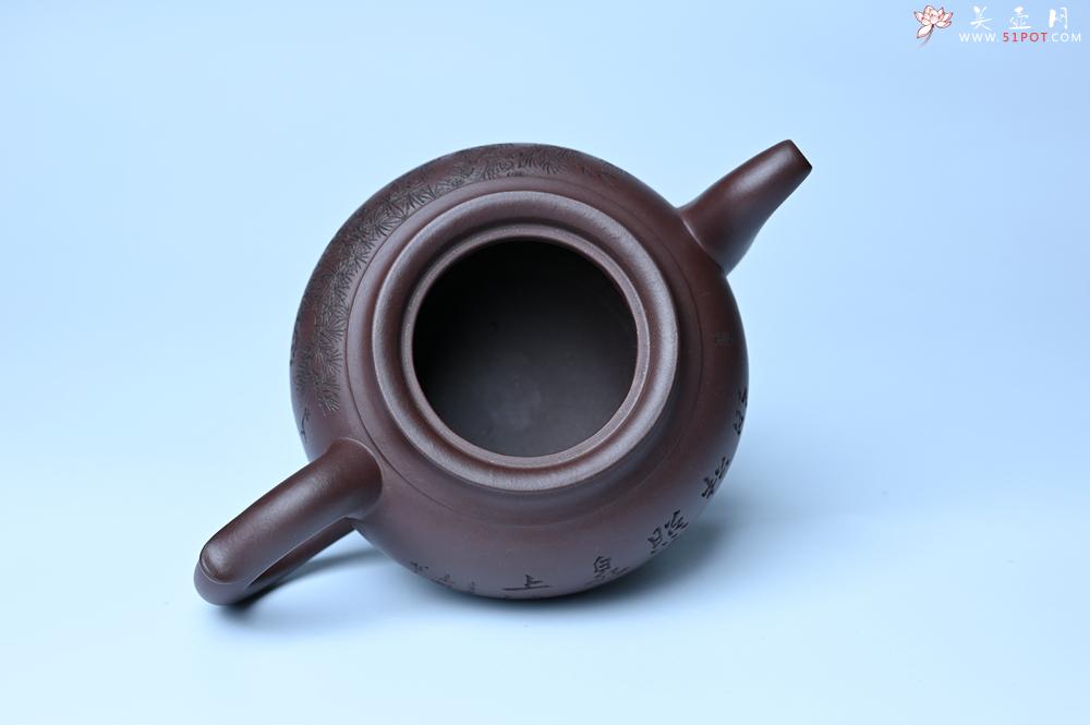 紫砂壶图片：特油润底曹青 全手工大蕴存心壶 卡盖难度大 明月松间照 清泉石 期待与亲结缘 - 美壶网