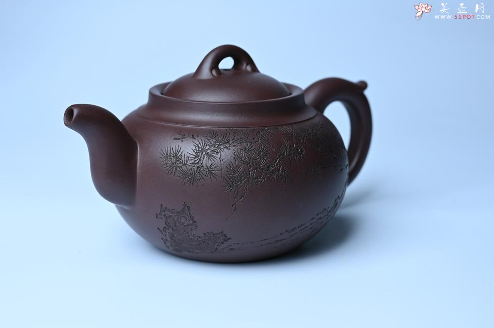 紫砂壶图片：特油润底曹青 全手工大蕴存心壶 卡盖难度大 明月松间照 清泉石 期待与亲结缘 - 美壶网
