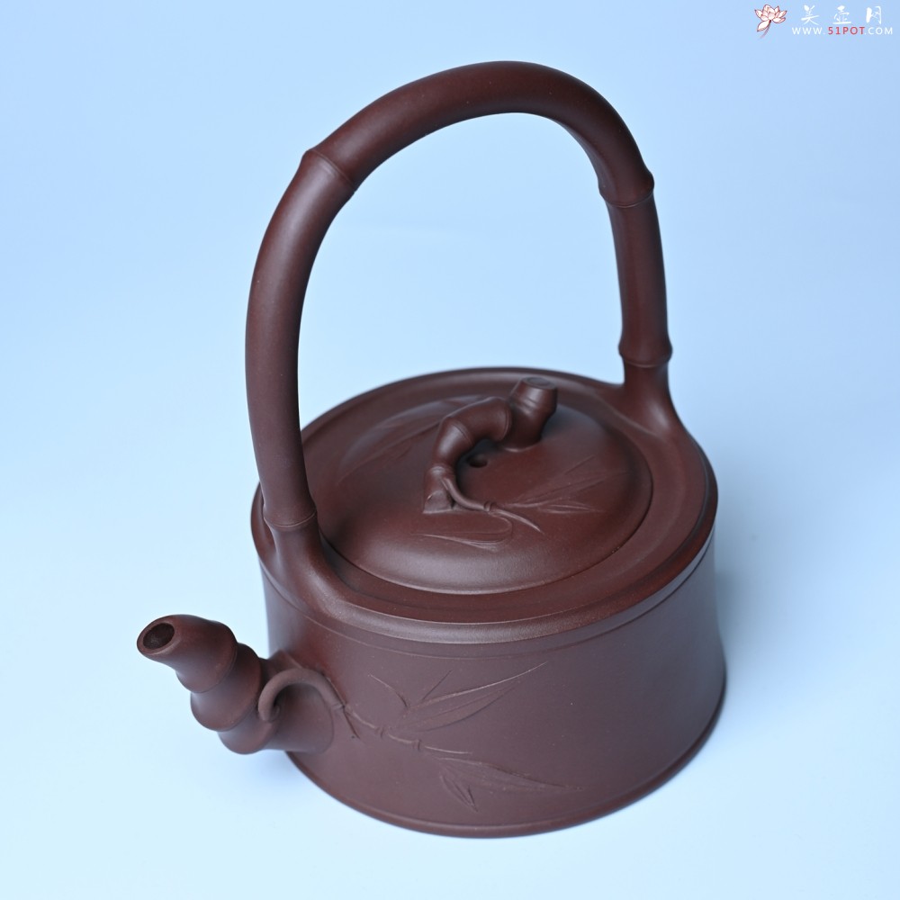 紫砂壶图片：美壶特惠紫砂壶手工手制紫泥竹段提梁壶 茶壶 茶具 单壶 - 美壶网