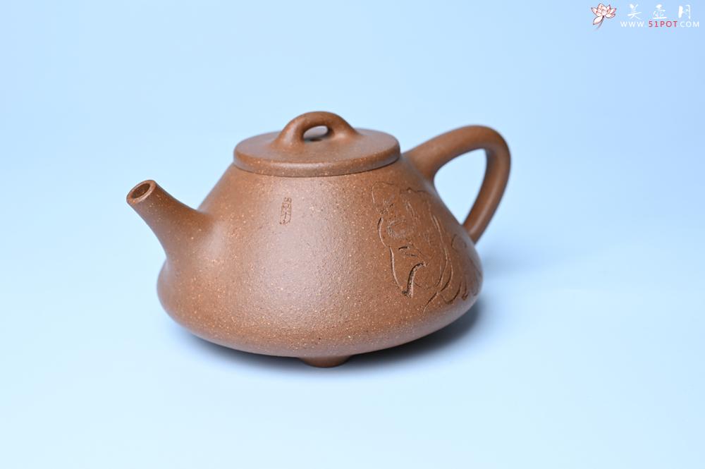 紫砂壶图片：油润五彩段泥 全手工薄胎子冶石瓢 难度大 骨肉匀挺 文气装饰罗汉图 无为 - 美壶网