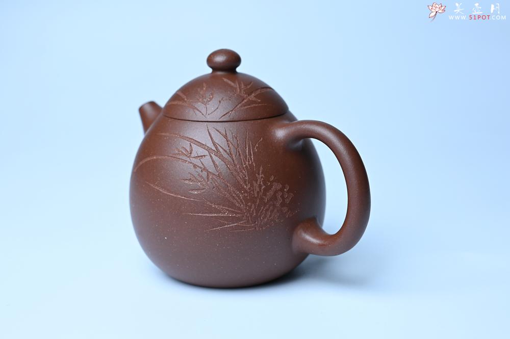 紫砂壶图片：美壶特惠 特好底槽青龙蛋壶 装饰兰草特文气 - 美壶网
