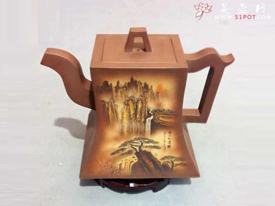紫砂壶图片：山水大升方 - 美壶网