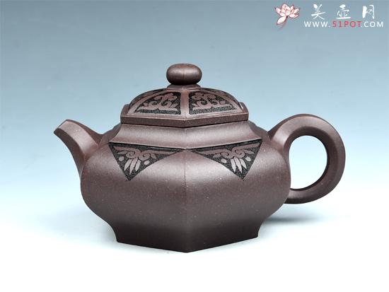 紫砂壶图片：六方仿古 - 美壶网