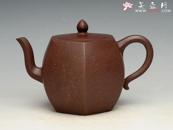 紫砂壶图片：六方橄榄 泥料：紫... - 美壶网