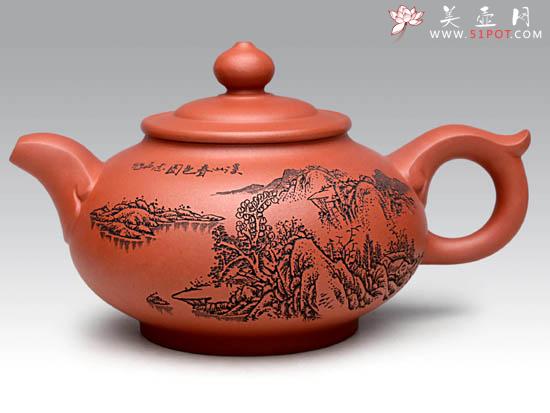 紫砂壶图片：如意祥缘  泥料：清水泥  容量：280CC - 美壶网