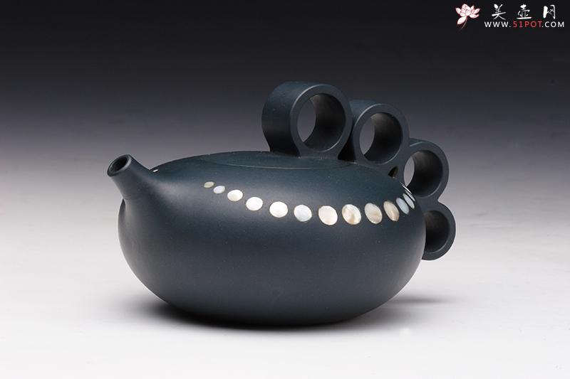 紫砂壶图片：绿泥嵌贝壶 - 美壶网