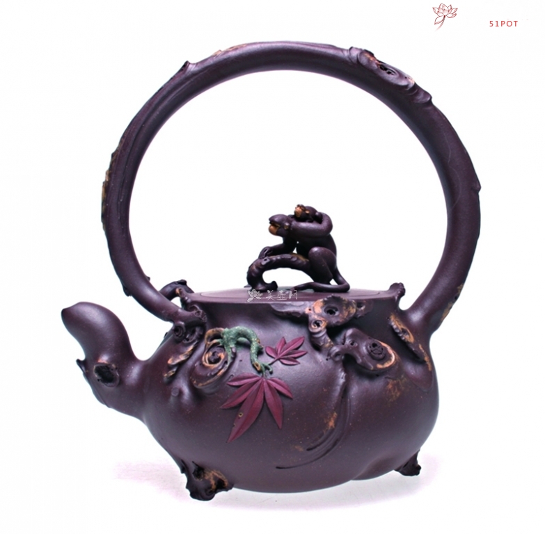 紫砂壶图片：辈辈封侯提梁 - 美壶网