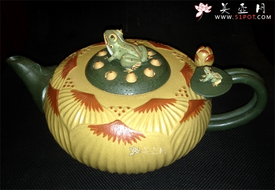 紫砂壶图片：青蛙莲花壶 - 美壶网