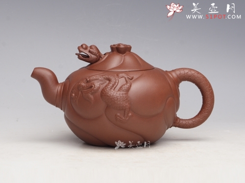 紫砂壶图片：鱼化龙 底槽清... - 美壶网