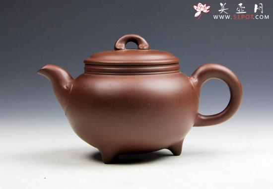 紫砂壶图片：【三足如意壶】320cc 珍藏老紫泥 - 美壶网