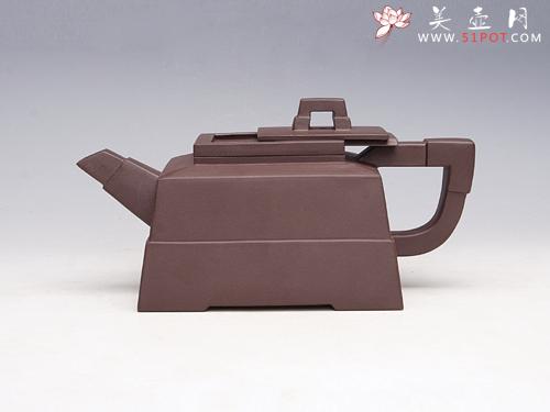 紫砂壶图片：四方抽盖 紫泥... - 美壶网