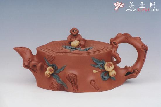 紫砂壶图片:金猴尝仙(清水泥) - 美壶网