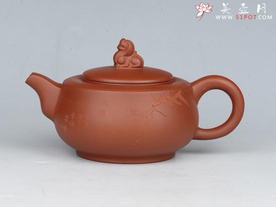 紫砂壶图片:狮尊 容量:200cc 泥料:小红泥 - 美壶网