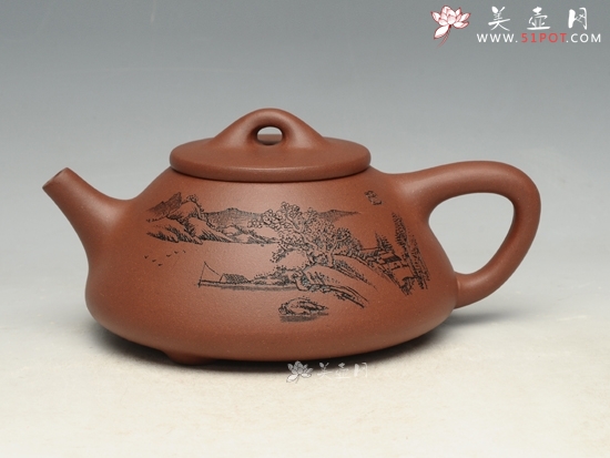 紫砂壶图片：子冶石瓢    泥料：清水泥  容量：320cc - 美壶网