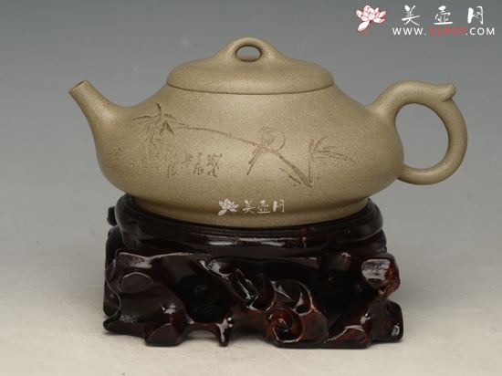 紫砂壶图片：灰段系列6  容量：300cc - 美壶网
