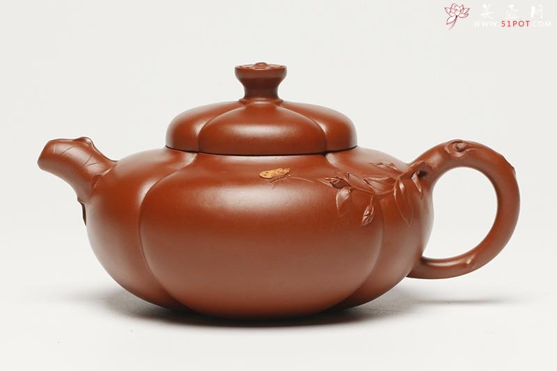 紫砂壶图片:花蕊壶 朱泥 金奖作品 - 美壶网