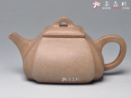 紫砂壶图片：四方抽角石瓢系列 段泥 520cc - 美壶网