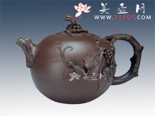 超安い 紫砂壶工艺艺术师汪寅仙作品丰衣足食泥料美壶网 施釉陶