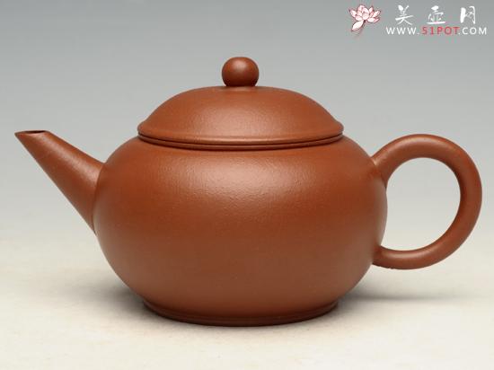 紫砂壶图片：水平 泥料：朱泥 150cc - 美壶网