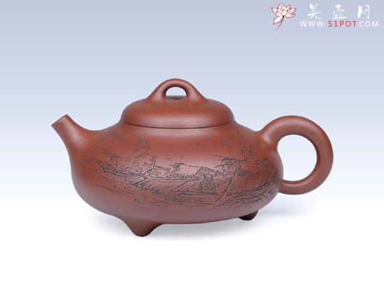 紫砂壶图片:三脚石瓢 - 美壶网