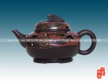 紫砂壶工艺艺术师唐六琴作品龙头老大金丝壶泥料美壶网