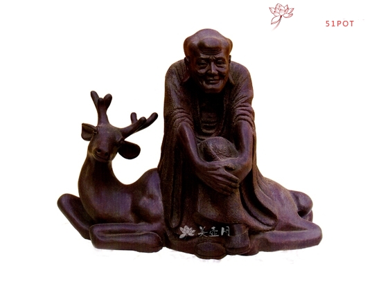 紫砂壶图片：坐鹿罗汉作者：高工艺师吴克强 - 美壶网