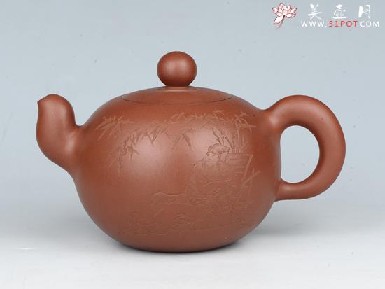 紫砂壶图片:东坡爱竹 容量:550cc 泥料:清水泥 - 美壶网
