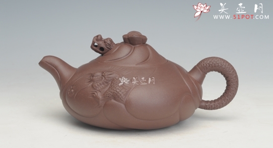 紫砂壶图片：扁鱼化龙 紫砂泥 - 美壶网